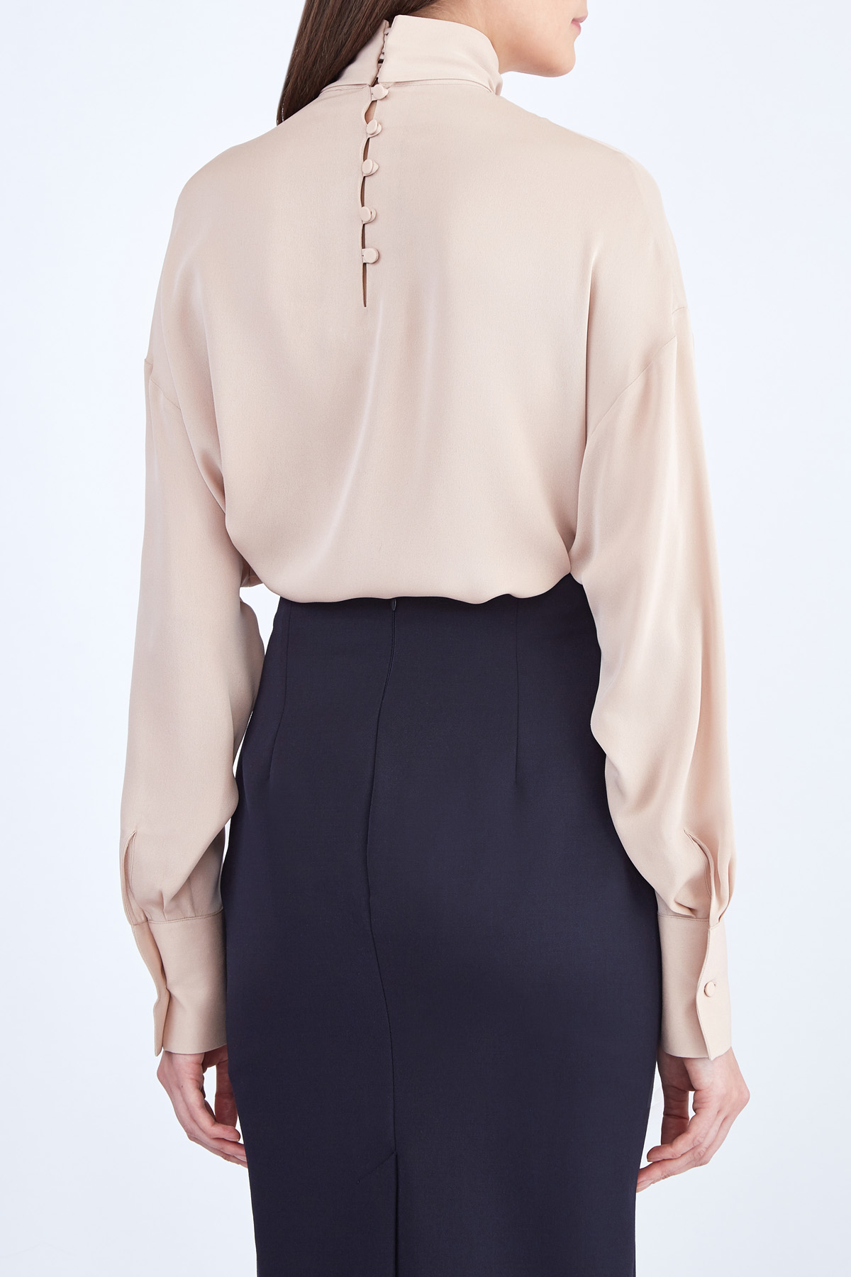 Блуза из шелка Cady Couture с лентами на вороте VALENTINO, цвет бежевый, размер 40;44 - фото 4